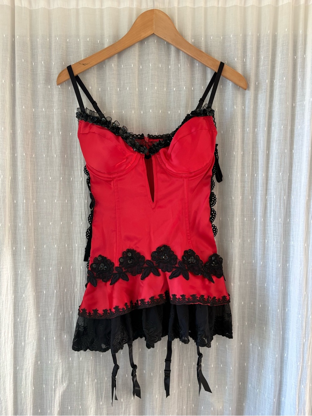 Y2K 2006 Playboy Costume collection Red  Sequin lace Corset  Adult Xs 400189